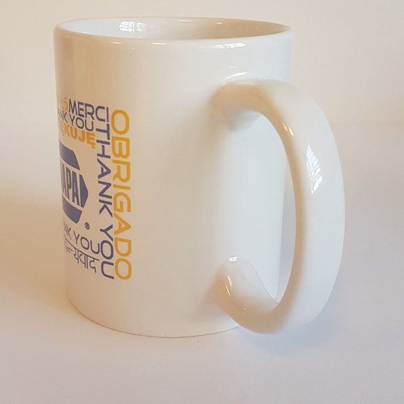 Set of 2 Vintage NAPA Autoparts Promotional Mugs Teacups "Thank You" Languages - Picture 5 of 13